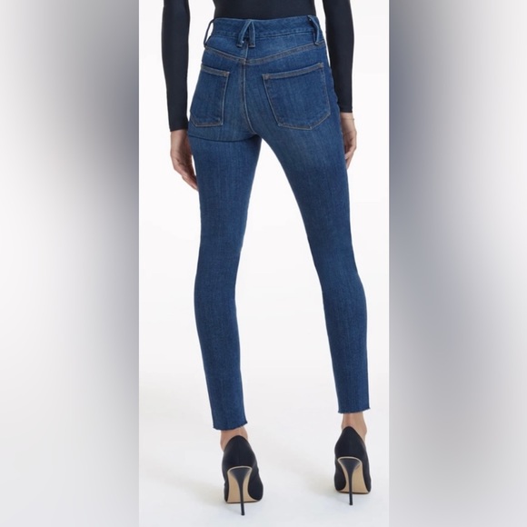 NWT Good American Good Waist Step Hem Skinny Jeans Dark Blue Denim Size 10 - Picture 3 of 13